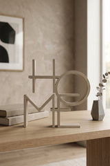 Dekoratif Home Yazılı Biblo - Modern Ev ve Ofis Masaüstü Aksesuar Obje 15x15x1,5 cm