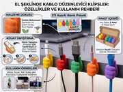 5'li Set Başparmak Tasarımlı Kablo Tutucu ve Düzenleyici - Yapışkanlı Masaüstü Kablo Klipsi (Asorti Renk)