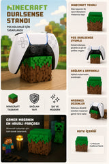 Minecraft Temalı PS5 Dualsense Kol Standı Çim Blok Tasarımlı Gamepad Tutucu