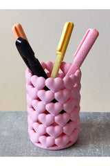 Kalpli Pembe Organizer – Makyaj Fırçalık, Kalemlik ve Aksesuar Düzenleyici - 9 x 12 cm