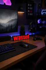 Wasted Dekoratif Oyuncu Odası Duvar Süsü 20 cm | Çift Taraflı Bantlı Yazı Figürü | Gaming Oda Dekoru