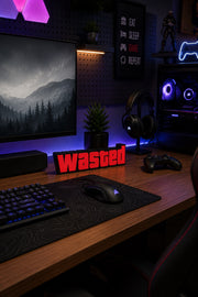 Wasted Dekoratif Oyuncu Odası Duvar Süsü 20 cm | Çift Taraflı Bantlı Yazı Figürü | Gaming Oda Dekoru