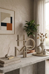 Dekoratif Home Yazılı Biblo - Modern Ev ve Ofis Masaüstü Aksesuar Obje 15x15x1,5 cm
