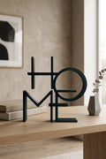 Dekoratif Home Yazılı Biblo - Modern Ev ve Ofis Masaüstü Aksesuar Obje 15x15x1,5 cm