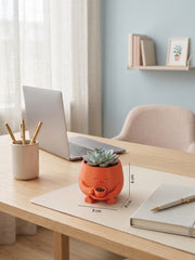 Kahve İçen Sevimli Figürlü Mini Sukulent ve Kaktüs Saksısı 8x6 cm Masaüstü Ofis Dekorasyonu