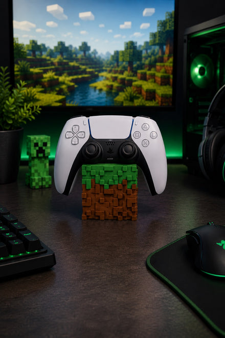 Minecraft Temalı PS5 Dualsense Kol Standı Çim Blok Tasarımlı Gamepad Tutucu