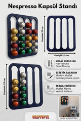 Nespresso ve Starbucks Uyumlu Duvara Monte Kapsül Kahve Tutucu Standı 20 Kapasiteli Düzenleyici