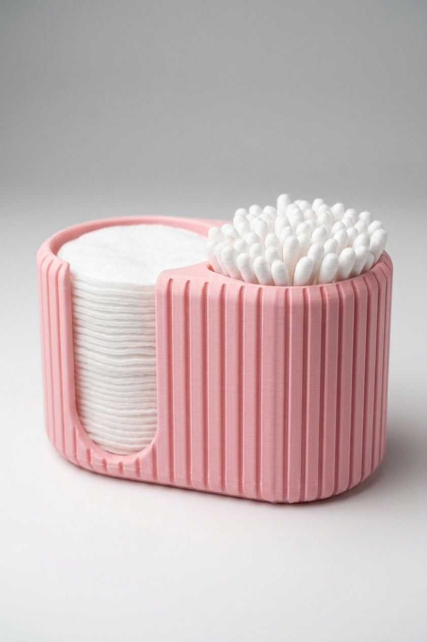 Cotton Swab and Cotton Pad Holder - Decorative Bathroom Organizer