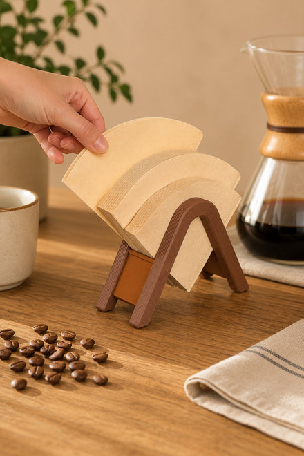 Dekoratif Filtre Kahve Kağıdı Standı - V60 Filtre Kağıdı Tutucu Organizer - Kahve Köşesi Aksesuarı