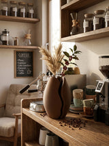 Dekoratif Kahve Çekirdeği Tasarımlı Modern Vazo - Kahverengi Ev ve Kahve Köşesi Aksesuarı (14x11 cm)