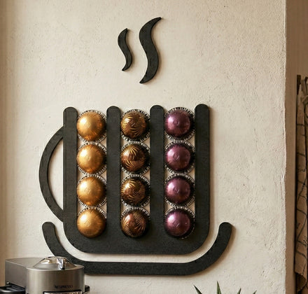 Nespresso Vertuo Uyumlu Dekoratif Duvara Monte Siyah Kahve Kapsül Tutucu Stand (12 Kapsül Kapasiteli)