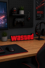 Wasted Dekoratif Oyuncu Odası Duvar Süsü 20 cm | Çift Taraflı Bantlı Yazı Figürü | Gaming Oda Dekoru