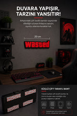 Wasted Dekoratif Oyuncu Odası Duvar Süsü 20 cm | Çift Taraflı Bantlı Yazı Figürü | Gaming Oda Dekoru