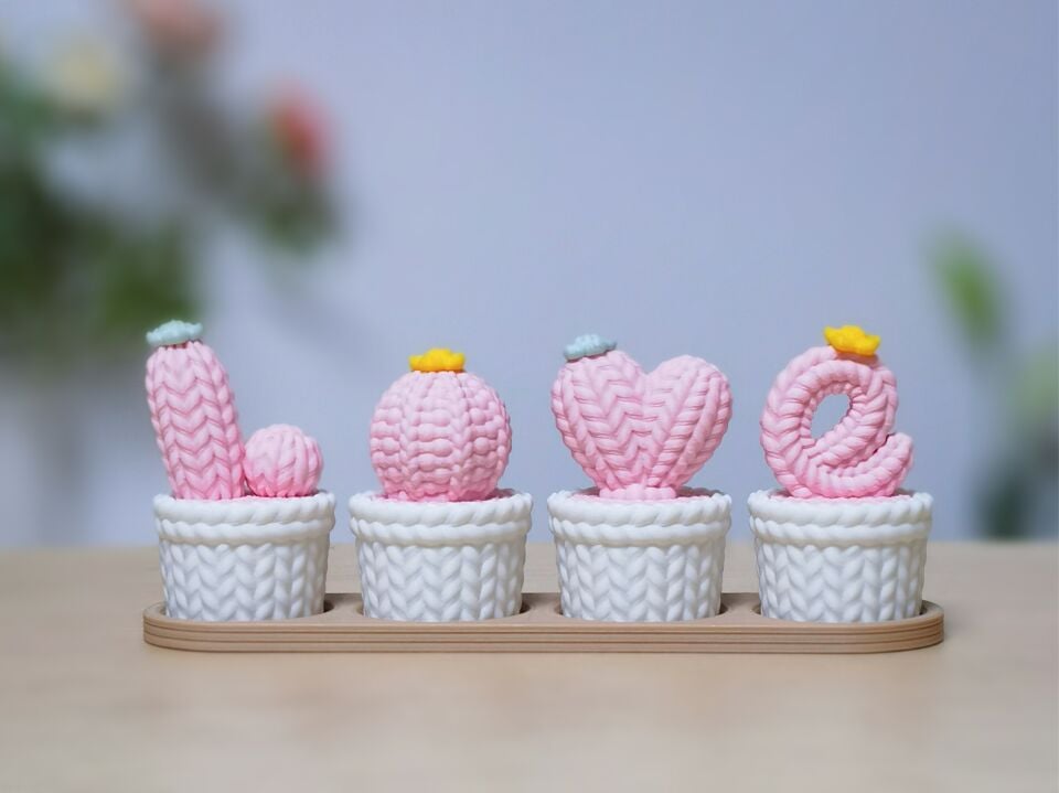 Love Örgülü Kaktüs Dekor - Sevgililer Günü Özel