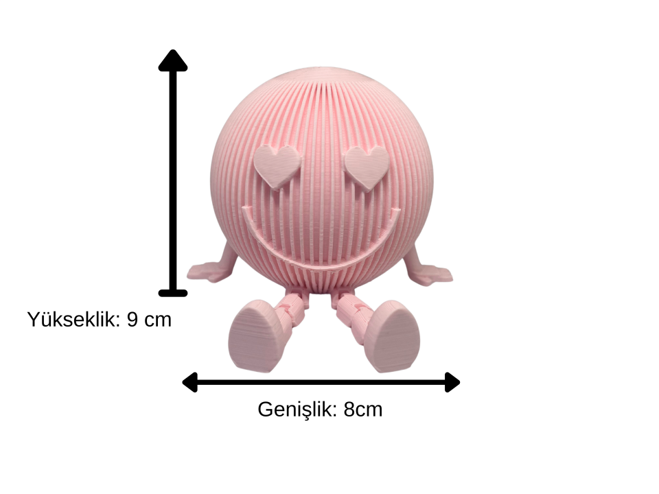 Sevgililer Günü Özel Dekoratif Gülen Yüz Figür - Pembe - Hediyelik Biblo