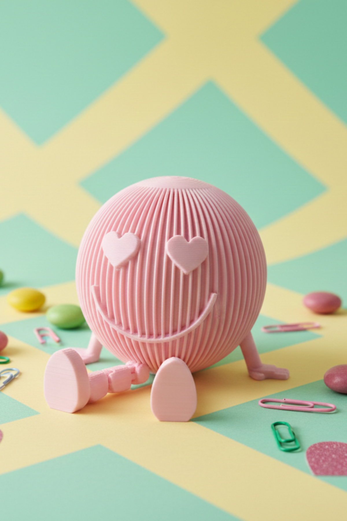 Sevgililer Günü Özel Dekoratif Gülen Yüz Figür - Pembe - Hediyelik Biblo