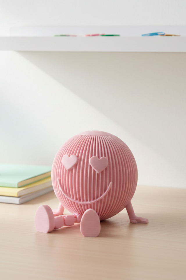 Sevgililer Günü Özel Dekoratif Gülen Yüz Figür - Pembe - Hediyelik Biblo