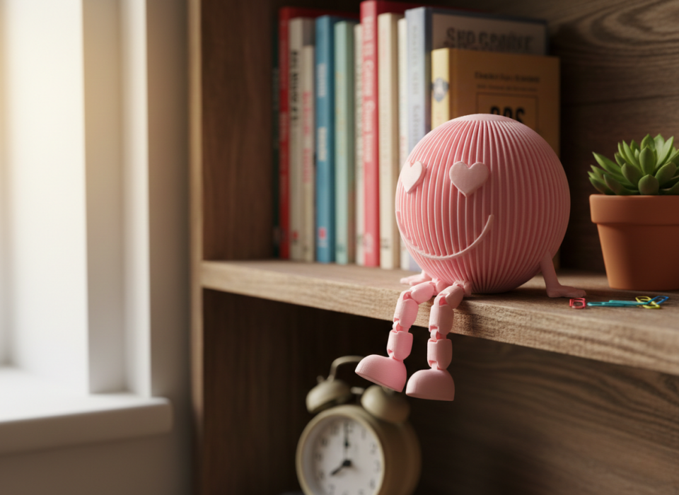 Sevgililer Günü Özel Dekoratif Gülen Yüz Figür - Pembe - Hediyelik Biblo