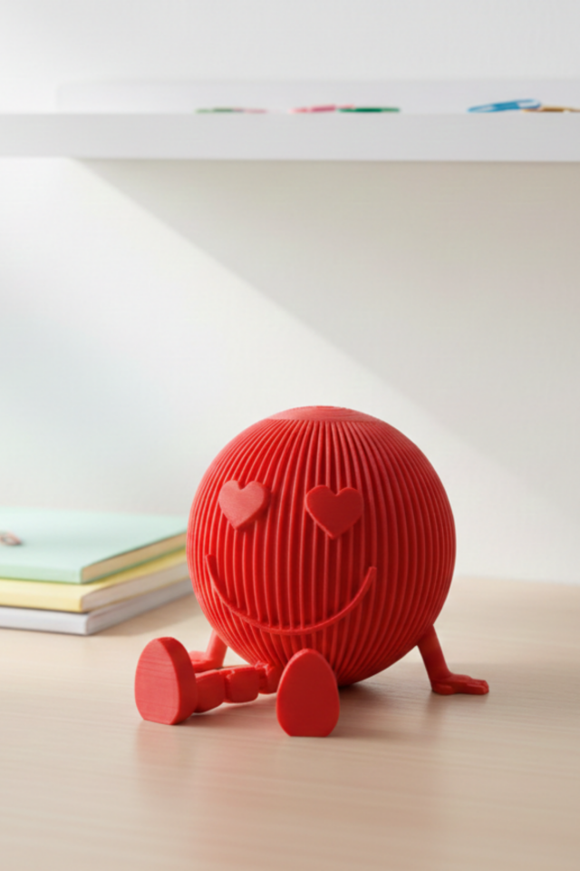 Sevgililer Günü Özel Dekoratif Gülen Yüz Figür - Kırmızı - Hediyelik Biblo