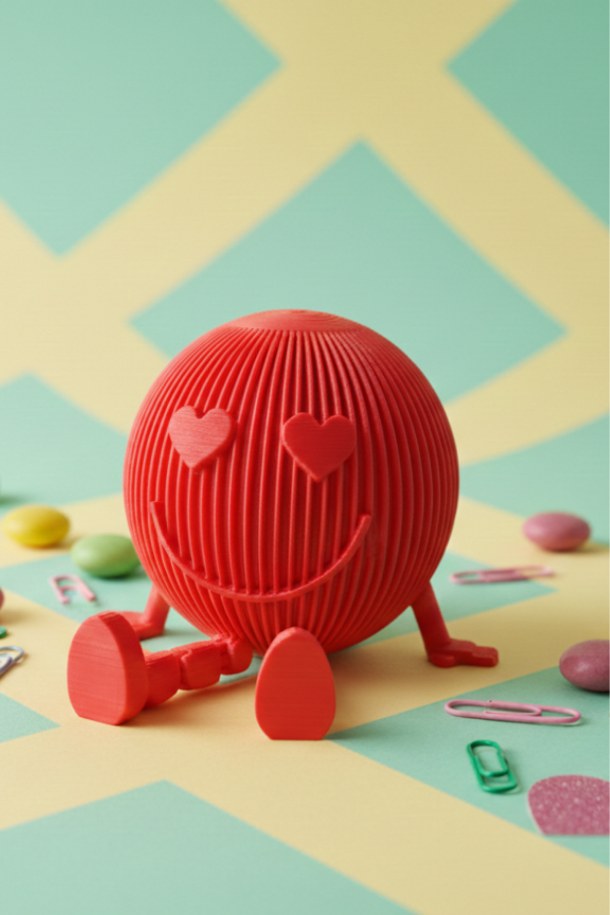 Sevgililer Günü Özel Dekoratif Gülen Yüz Figür - Kırmızı - Hediyelik Biblo