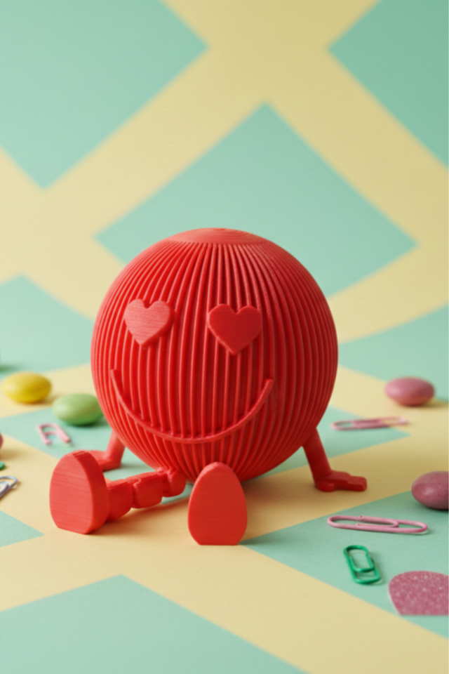 Sevgililer Günü Özel Dekoratif Gülen Yüz Figür - Kırmızı - Hediyelik Biblo