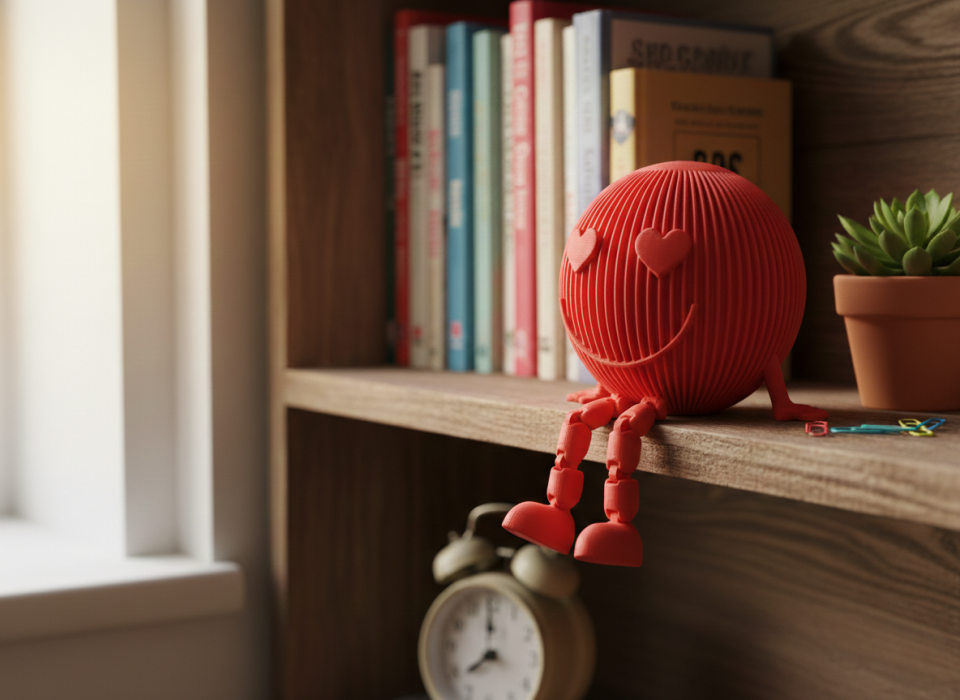 Sevgililer Günü Özel Dekoratif Gülen Yüz Figür - Kırmızı - Hediyelik Biblo