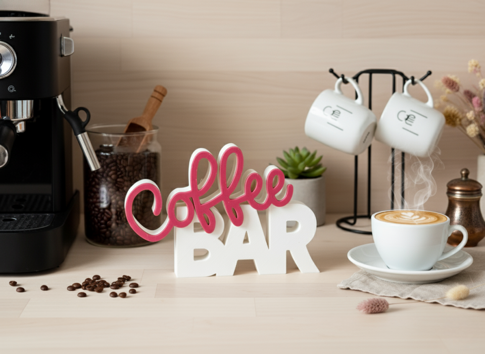 Coffee Bar Dekoratif Biblo - Kahve Köşelerine Özel Dekor - Pembe -