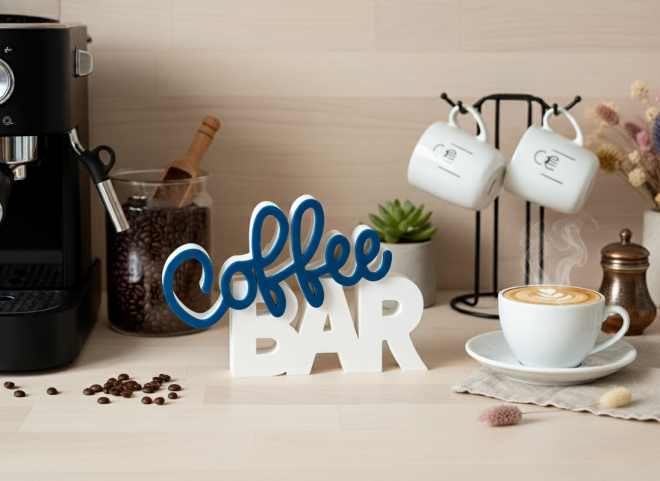 Coffee Bar Dekoratif Biblo - Kahve Köşelerine Özel Dekor - Mavi -