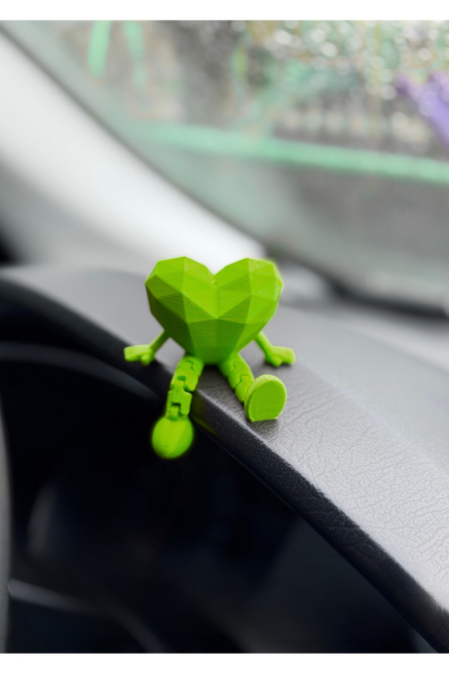 Araç İçi Sevimli Kalp Torpido Süsü - Flexi Kalp - Yeşil -