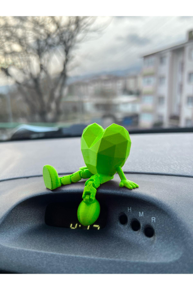 Araç İçi Sevimli Kalp Torpido Süsü - Flexi Kalp - Yeşil -