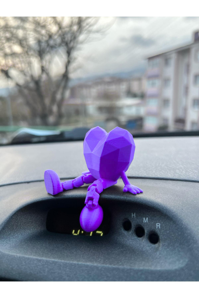 Araç İçi Sevimli Kalp Torpido Süsü - Flexi Kalp - Mor -