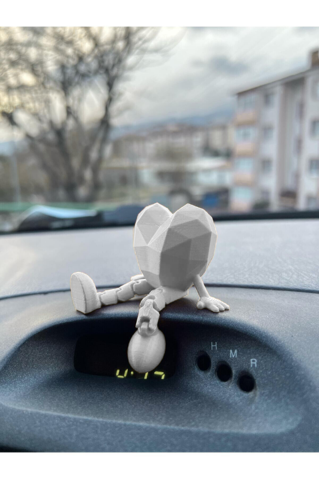 Araç İçi Sevimli Kalp Torpido Süsü - Flexi Kalp - Beyaz -