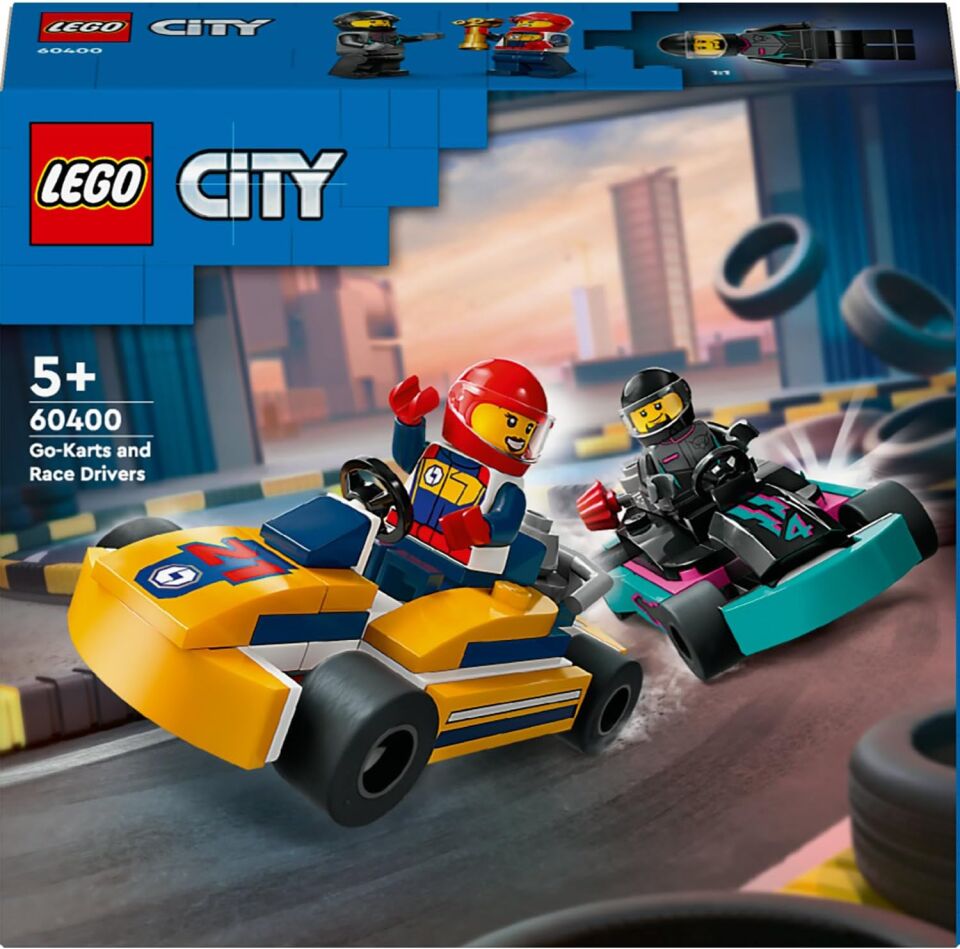 LEGO City Go-Kartlar ve Yarış Sürücüleri 60400-5 Yaş ve Üzeri için Yarışçı Minifigürü İçeren Yaratıcı Oyuncak Yapım Seti (99 Parça)