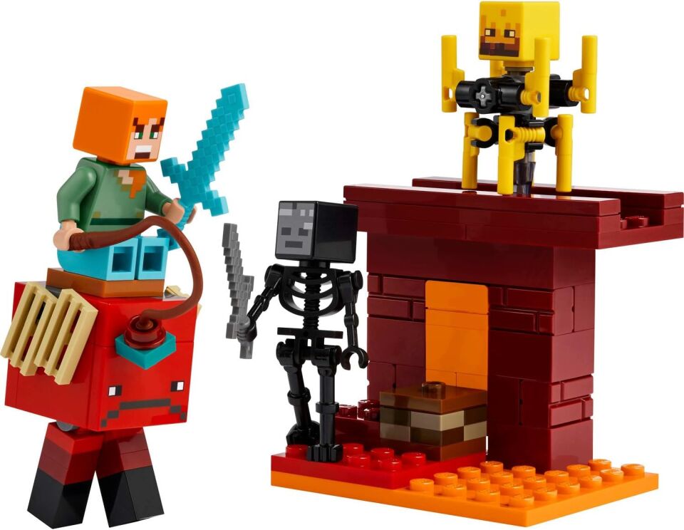 LEGO Minecraft Nether Lav Savaşı 21266 – Çocuklar için Alex Figürü, Yaratıklar, Wither Skeleton, Kılıç ve Döndürülen Blaze İçeren Yapım Seti, 6 Yaş ve Üzeri Kız ve Erkekler için Doğum Günü Hediyesi