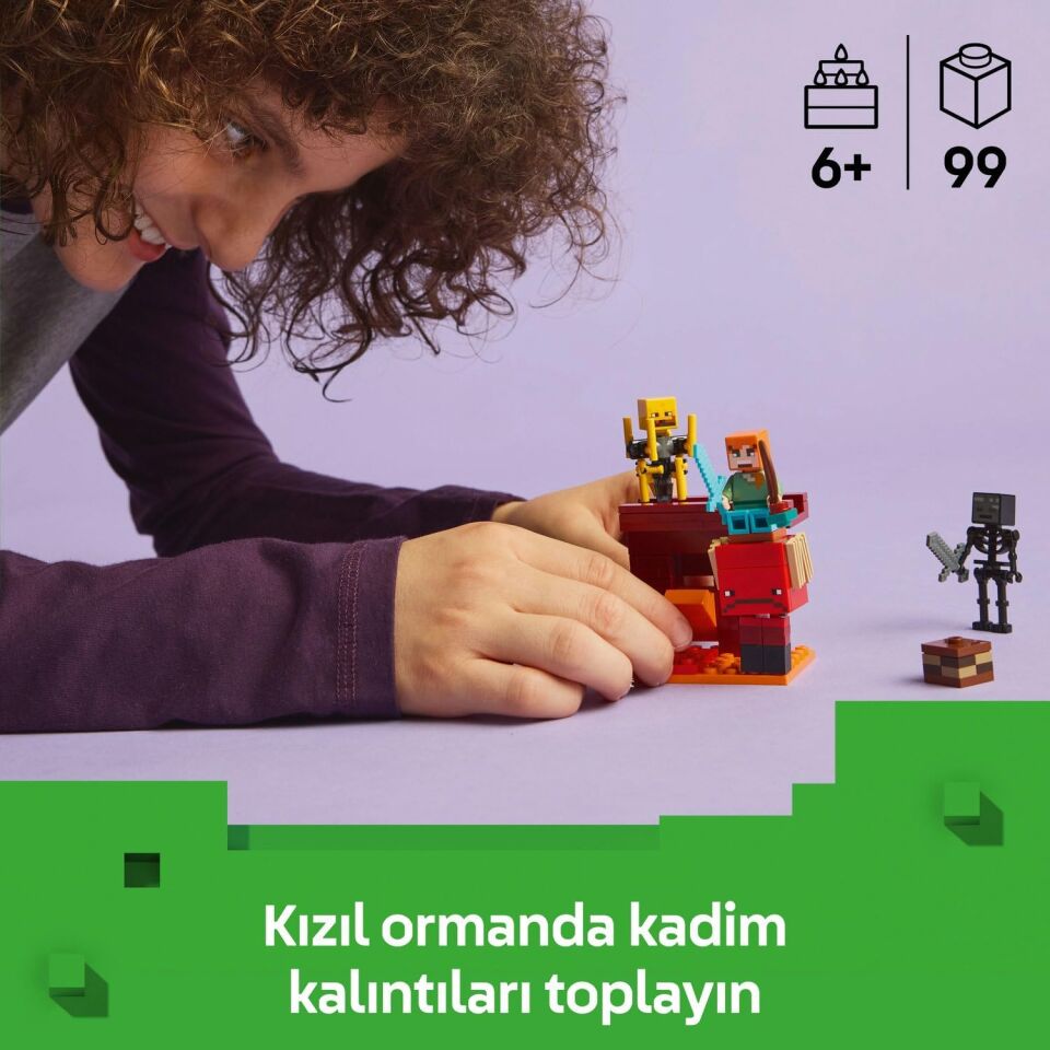LEGO Minecraft Nether Lav Savaşı 21266 – Çocuklar için Alex Figürü, Yaratıklar, Wither Skeleton, Kılıç ve Döndürülen Blaze İçeren Yapım Seti, 6 Yaş ve Üzeri Kız ve Erkekler için Doğum Günü Hediyesi