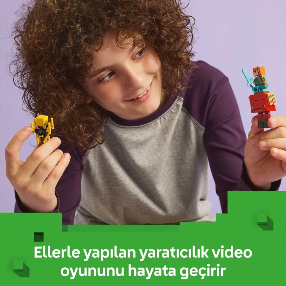 LEGO Minecraft Nether Lav Savaşı 21266 – Çocuklar için Alex Figürü, Yaratıklar, Wither Skeleton, Kılıç ve Döndürülen Blaze İçeren Yapım Seti, 6 Yaş ve Üzeri Kız ve Erkekler için Doğum Günü Hediyesi