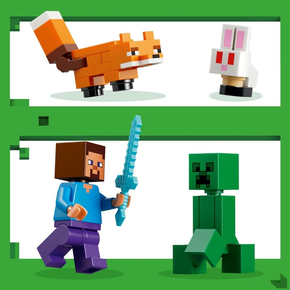 LEGO Minecraft Steve’in Tayga Macerası 21583-6 Yaş ve Üzeri Kız ve Erkek Çocuklar için Steve Minifigürü ile Creeper ve Tilki Figürleri İçeren Yaratıcı Oyuncak Yapım Seti, Hediye Fikri (79 Parça)