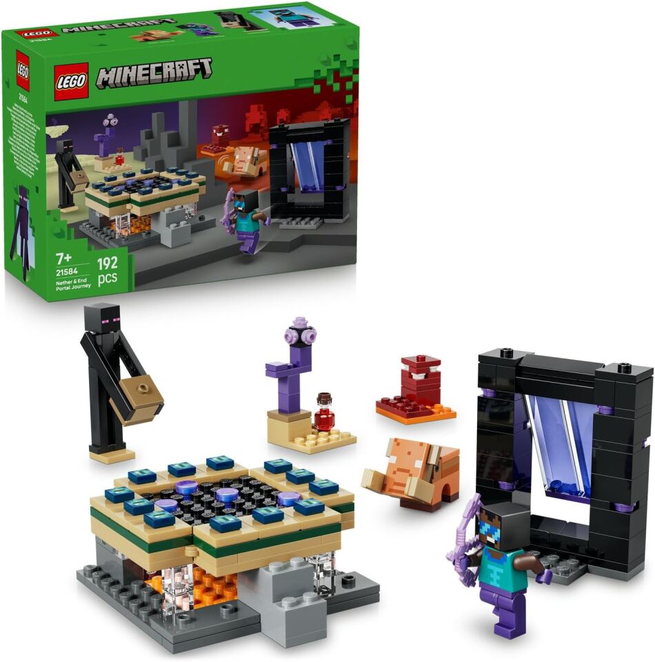 LEGO Minecraft Nether ve End Geçidi Yolculuğu 21584-7 Yaş ve Üzeri Çocuklar için Havalı Kahraman Minifigürü ve Enderman Figürleri İçeren Yaratıcı Oyuncak Yapım Seti, Hediye Fikri (192 Parça)