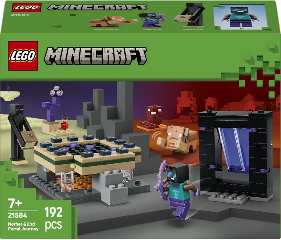 LEGO Minecraft Nether ve End Geçidi Yolculuğu 21584-7 Yaş ve Üzeri Çocuklar için Havalı Kahraman Minifigürü ve Enderman Figürleri İçeren Yaratıcı Oyuncak Yapım Seti, Hediye Fikri (192 Parça)