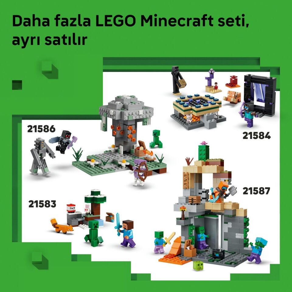 LEGO Minecraft Tavuk Çiftliği 21585-7 Yaş ve Üzeri Çocuklar için Tavuk Sever Minifigürü, Yavru Zombi, Tilki, Soğuk Tavuk ve Civciv İçeren Yaratıcı Oyuncak Yapım Seti, Hediye Fikri (233 Parça)