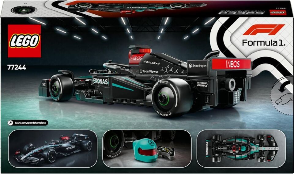 LEGO Speed Champions Mercedes-AMG F1 W15 Yarış Arabası 77244 – 10 Yaş ve Üzeri Kız ve Erkek Çocukları için Koleksiyonluk Sürücü Minifigürü İçeren Yapım Seti ve Sergileme Seti (267 Parça)