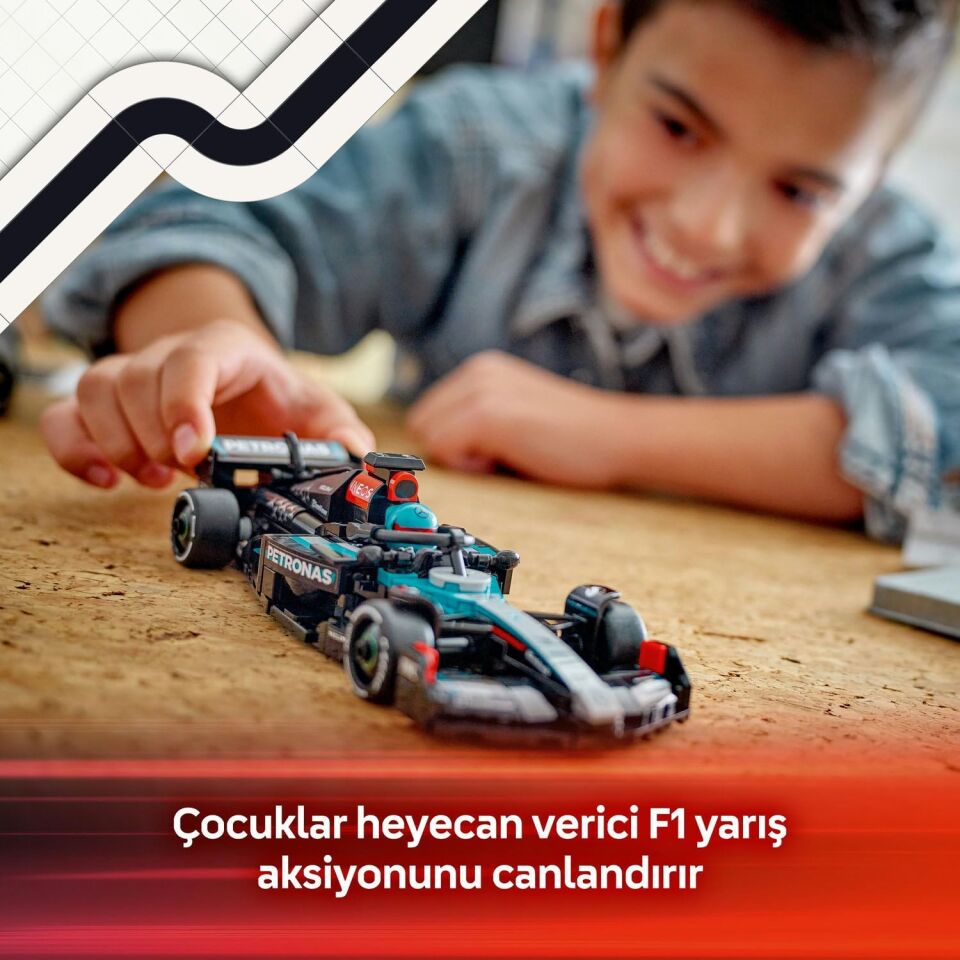 LEGO Speed Champions Mercedes-AMG F1 W15 Yarış Arabası 77244 – 10 Yaş ve Üzeri Kız ve Erkek Çocukları için Koleksiyonluk Sürücü Minifigürü İçeren Yapım Seti ve Sergileme Seti (267 Parça)