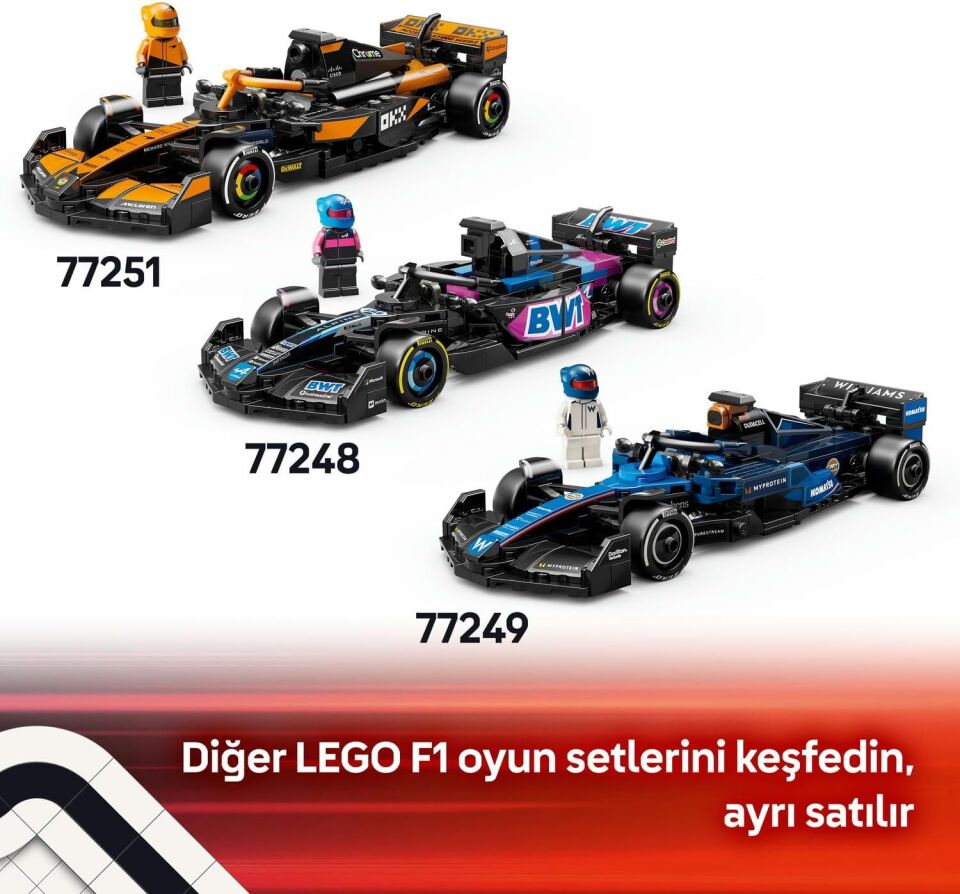LEGO Speed Champions Mercedes-AMG F1 W15 Yarış Arabası 77244 – 10 Yaş ve Üzeri Kız ve Erkek Çocukları için Koleksiyonluk Sürücü Minifigürü İçeren Yapım Seti ve Sergileme Seti (267 Parça)