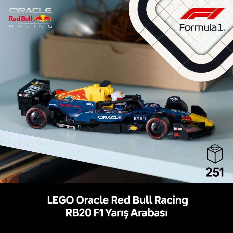 LEGO Speed Champions Oracle Red Bull Racing RB20 F1 Yarış Arabası 77243 – Yetişkinler için Koleksiyonluk Sürücü Minifigürü ve Orijinal Detaylar İçeren Koleksiyonluk Model Yapım Seti (251 Parça)