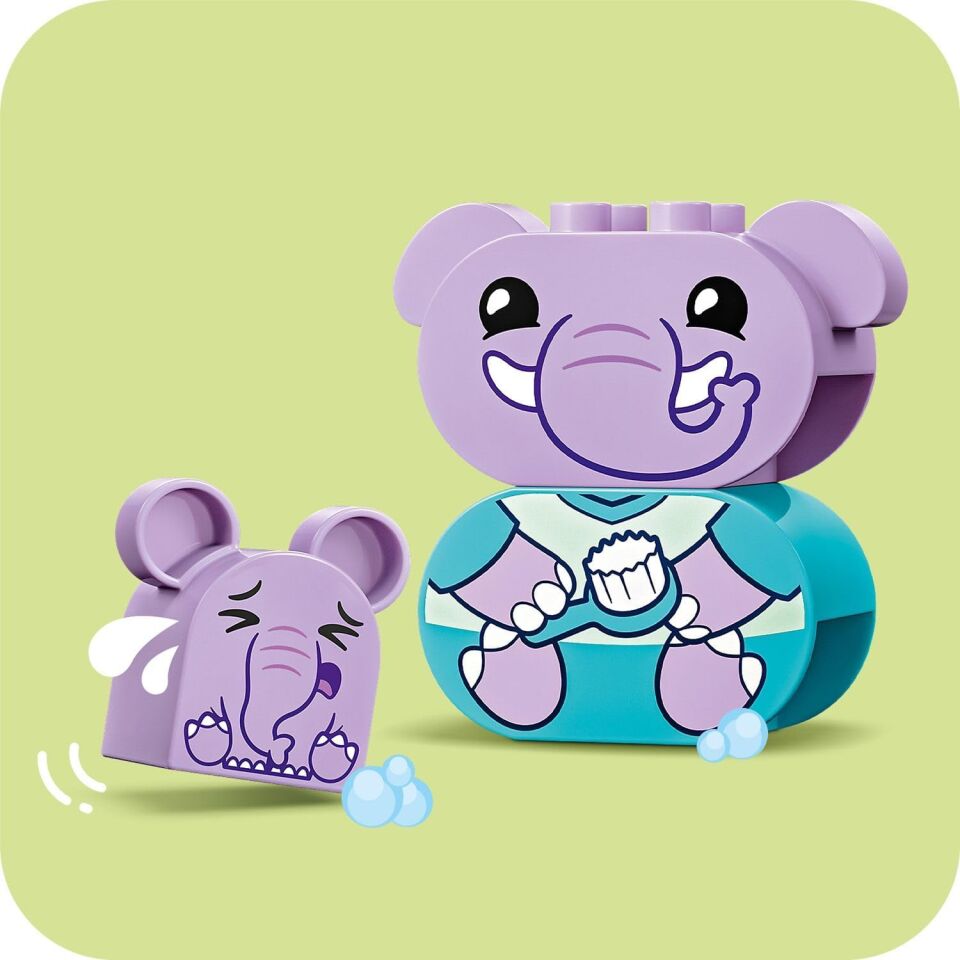 LEGO DUPLO İlk Günlük Rutinlerim: Banyo Zamanı 10413 – 1.5 Yaş ve Üzeri Çocuklar için Eğitici Hediye Fikri, 2 Oyuncak Fil, İnşa Edilebilen Tuvalet, Banyo ve Duş İçeren Oyuncak Yapım Seti (15 Parça)