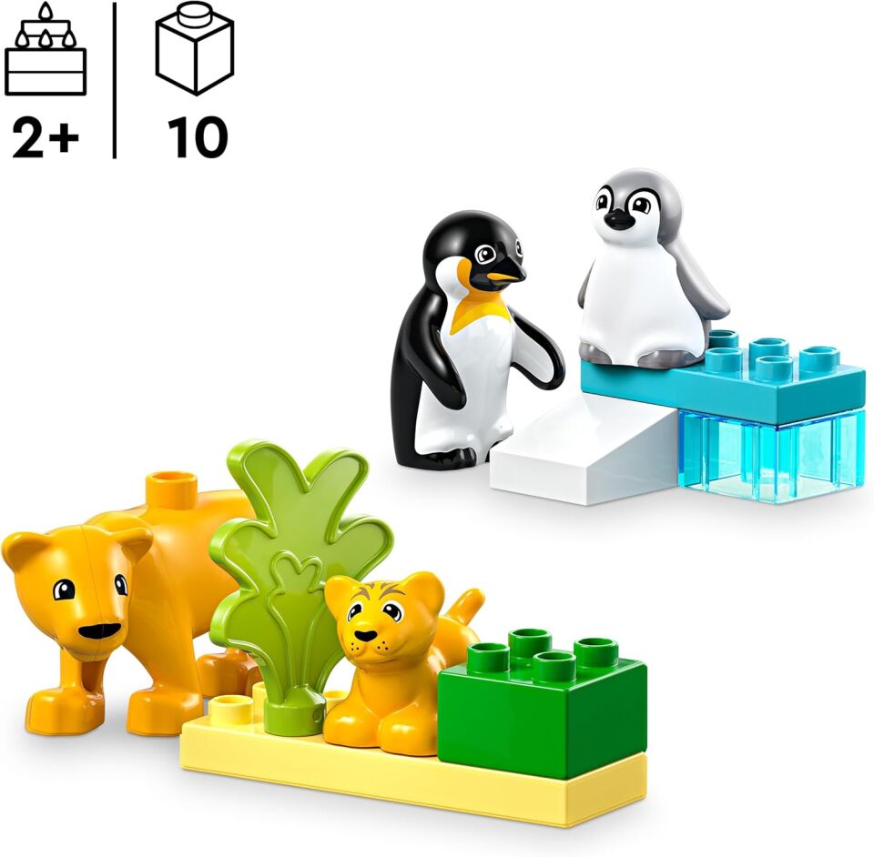 LEGO DUPLO Town Vahşi Hayvan Aileleri: Penguenler ve Aslanlar 10442-2 Yaş ve Üzeri Çocuklar için Eğitici ve Yaratıcı Oyuncak Yapım Seti (10 Parça)