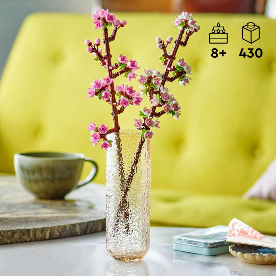 LEGO Kiraz Çiçekleri Kutlama Hediyesi 40725 – 8 Yaş ve Üzeri Çocuklar için Doğum Günü Hediyesi Fikri, Pastel Tonlarda Çiçeklerle Kaplı 2 Dal İçeren Dekoratif Yaratıcı Oyuncak Yapım Seti (430 Parça)