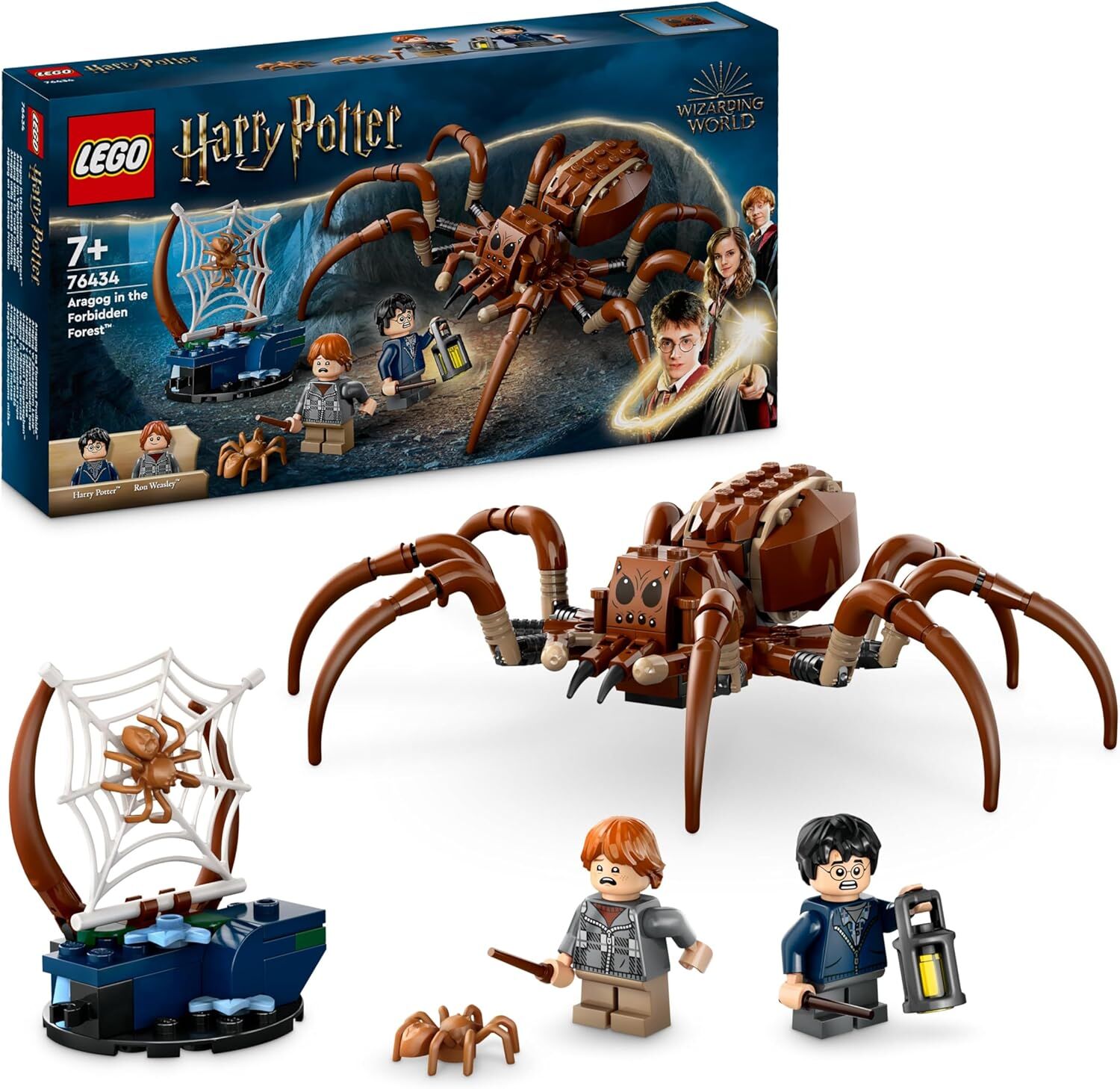 LEGO Harry Potter Aragog Yasak Ormanda 76434 – 7 Yaş Üzeri Çocuklar için Hediye Fikri, Harry Potter ve Ron Weasley Minifigürleri ile 2 Örümcek Figürü İçeren Yaratıcı Oyuncak Yapım Seti (195 Parça)