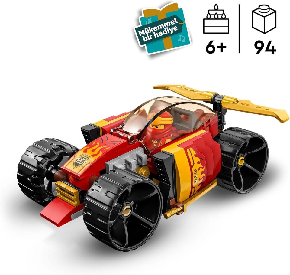 LEGO NINJAGO Kai’nin Ninja Yarış Arabası EVO 71780 – 6 Yaş ve Üzeri Kız ve Erkek Çocuklar için Yılbaşı Hediyesi Fikri, Oyuncak Araba ve Kai Minifigürü İçeren Yaratıcı Oyuncak Yapım Seti (94 Parça)