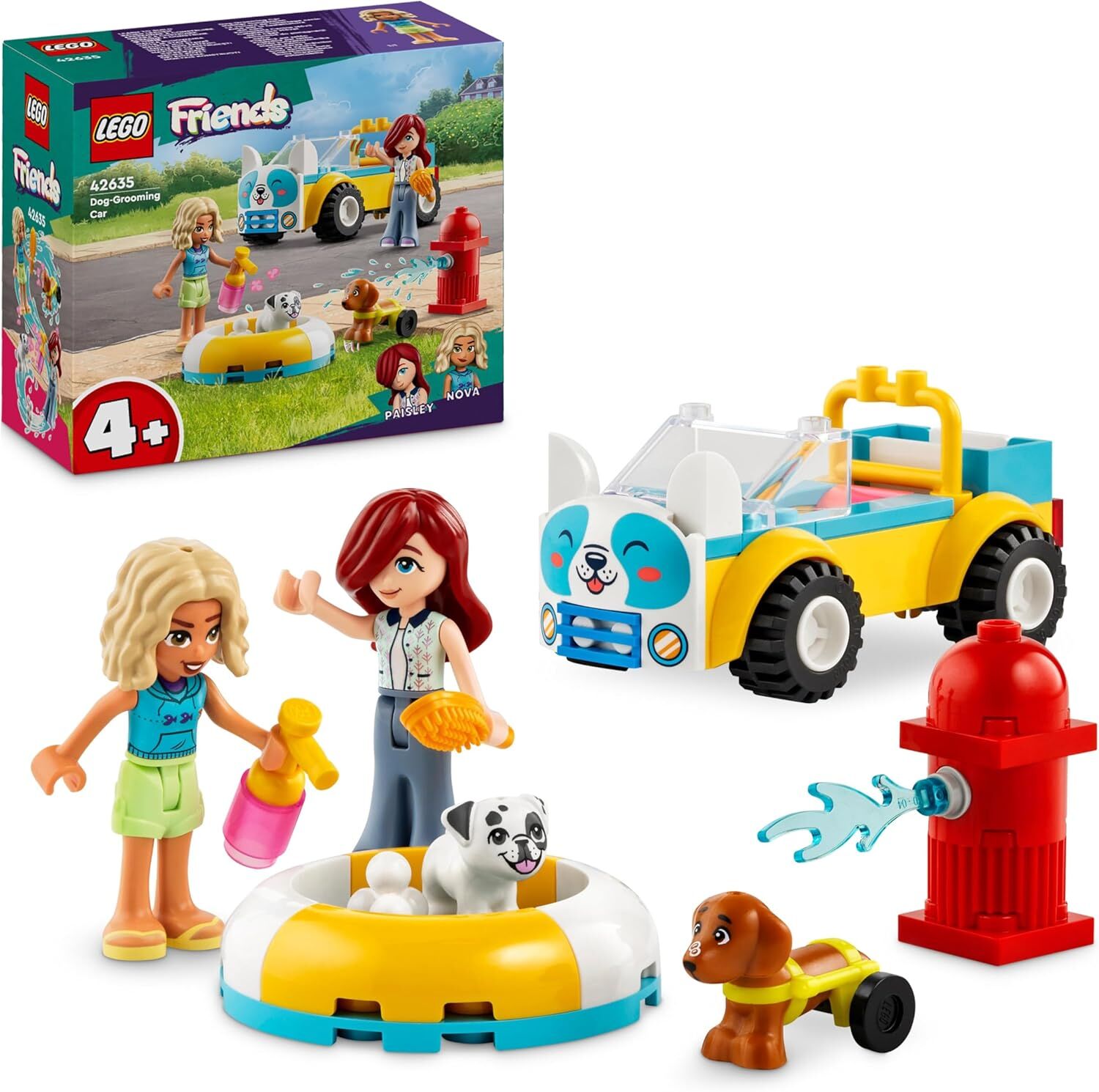 LEGO Friends Köpek Kuaförü Arabası 42635 – 4 Yaş ve Üzeri Kız ve Erkek Çocuklar için Yılbaşı Hediyesi Fikri, 2 Mini Bebek ve 2 Köpek Figürü İçeren Yaratıcı Eğlenceli Oyuncak Yapım Seti (60 Parça)